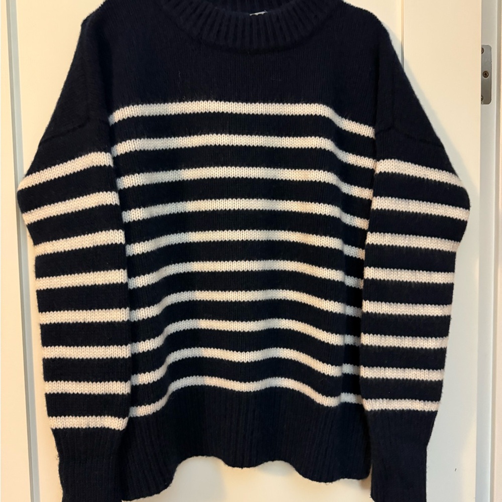 La Ligne Marin Navy and Cream Sweater Cashmere Wool blend size S